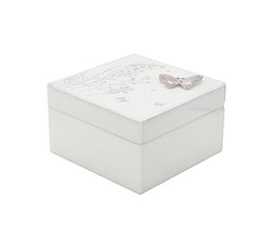 Sophia - Square Silver Butterfly Trinket Box with Hinge Opening & Floral Detail - Stylish Home Décor & Gifting Storage for Home, Living Room, Lounge & Bedroom - H: 8cm x W: 14cm.