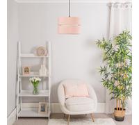 Sophia Tier Large 35cm Drum Easy Fit Ceiling Light Lamp Shade and Bulb ValueLights Dusty Pink 14 inches