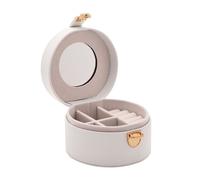 Sophia White Round Jewellery Box with Lift Up Lid & Mirror 8 x 11.8 x 11.9cm