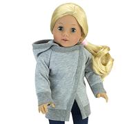 Sophia's 18" Doll Asymmetrical Style Hooded Tunic Sweatshirt to Mix and Match, Gray