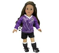 Sophia's 18" Doll Soccer Outfit Set | Ball, Socks, Cleats, Shin Guards, Purple/Black