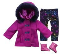 Sophia's 3 Piece Baby Dolls Clothes Set Age 5+, 18" Doll Pink Coat, Star Leggings Outfit with Doll Boots Set, Dolls Clothing, Doll Not Included