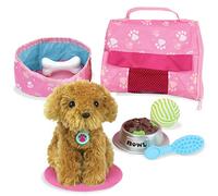 Sophias by Teamson Kids Plush Puppy with Carrier and Accessories for 18" Dolls - biege