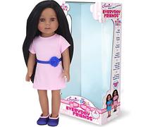 Sophias - 18" Doll - Brooklyn Dark Brown Hair Vinyl Doll in Light Pink Dress & Navy Satin Shoes - Blush
