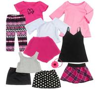 Sophias - 18" Doll - 11 Piece Spring Set , Hot Pink/Pink/Black/White, One Size
