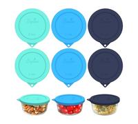 Sophico 2 Cup Round Silicone Storage Cover Lids Replacement for Pyrex 7200-PC and Anchor Hocking Glass Bowls (Container not Included) (MIX-6pack)