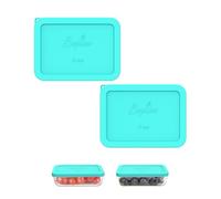 Sophico 3 Cup Rectangle Silicone Storage Cover Lids Replacement for Pyrex 7210-PC Glass Bowls, Container not Included (MINT, 2 Pack)