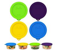 Sophico 4 Cup Round Silicone Storage Cover Lids Replacement for Anchor Hocking and Pyrex 7201-PC Glass Bowls (Container not Included) (Mix2)