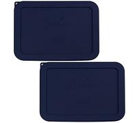 Sophico 6 Cup Rectangle Silicone Storage Cover Lids Replacement for Pyrex 7211-PC Glass Bowls, Container not Included (Navy Blue)
