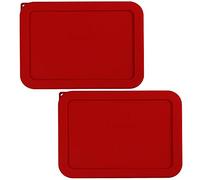 Sophico 6 Cup Rectangle Silicone Storage Cover Lids Replacement for Pyrex 7211-PC Glass Bowls, Container not Included (Red)