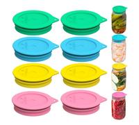 Sophico Silicone Fermenting Lids, Waterless Airlock Fermentation Tops Mason Jar Lid Fermenter Caps for Pickles, Kimchi, and Fermented Probiotic Food - 8 Pack, Wide Mouth (Jars Not Included)