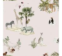 Sophie Allport Animals of the World Chalk Blush Wallpaper