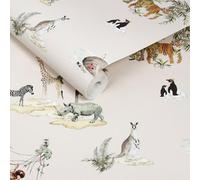 Sophie Allport Animals Of The World Chalk Blush Wallpaper