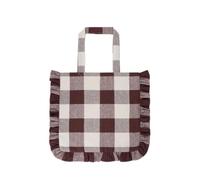 Sophie Allport Chocolate Brown Gingham Frill Linen Tote Bag