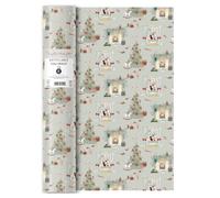 Sophie Allport Christmas Home Recyclable Roll Wrap, 3 Metres, Grey Festive Gift Wrapping Paper with Christmas Trees, Fireplace, Presents and Animals