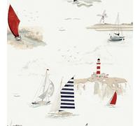 Sophie Allport Coastal Boats Langham White Wallpaper