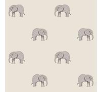 Elephant Natural Wallpaper 10m x 53cm, Cream