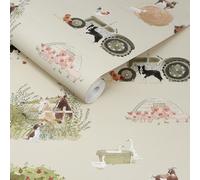 Sophie Allport Farm Friends Hambleton Sage Wallpaper