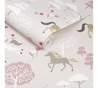 Sophie Allport Forest Ponies Chalk Blush Wallpaper