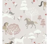 Sophie Allport Forest Ponies Chalk Blush Wallpaper