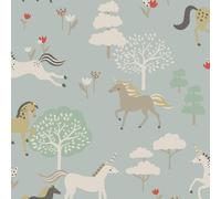 Sophie Allport Forest Ponies Witham Blue Wallpaper