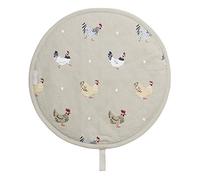 Sophie Allport - Lay A Little Egg Hen Circular Single Fabric Hob Cover, 100% Cotton, 38cm Diameter