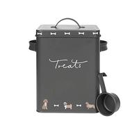 Sophie Allport - Walkies Pet Tin, Dog Treat Biscuit Tin, 100% Galvanised Steel, Scoop included, Small