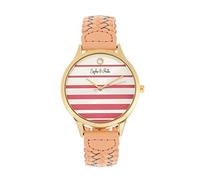 Sophie and Freda Tucson Women's Quartz Coral Genuine Leather Gold Watch SAFSF4503