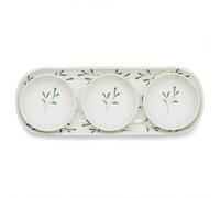 Portmeirion 3-Bowl & Tray Set Sophie Conran Garland Ceramic Mulberry (Amor, Mistletoe)