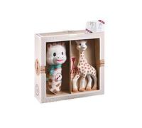 Sophie la girafe Sophiesticated Original Teether with Soft Rattle Pouet Gift Set, 100% Natural Rubber Baby Teething Toy, Baby Gift Box Set with Gift Bag and Card