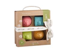 Sophie la girafe SoPure Cubes & Balls, Natural Rubber Baby Sensory Toy Set, 4 Lightweight Balls, Easy to Grasp for Early Development & Sensory Play
