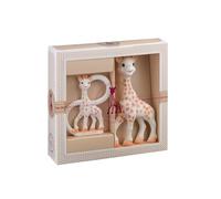 Sophie la girafe Teething Toy Set - 100% Natural Rubber - Original Sophie + So Pure Ring - Elegant Baby Gift Box with Card & Bag - Safe & Soothing for Babies