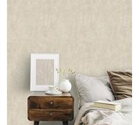 SOPHIE LAURENCE Beige Cream Neutral Willow Plain Vinyl Wallpaper | Textured Paste The Wall | Washable | Durable Non Woven | Bedroom, Living Room, Hallway, Feature Wall (10M x 0.53M Roll)
