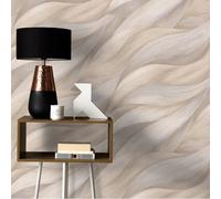 Sophie Laurence Beige Tones 3D Wave Wallpaper Casual Chic Textured Vinyl Feature Wall