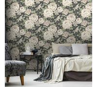 Sophie Laurence Black Cream Floral Wallpaper Thick Heavyweight Vinyl Feature Wall Lounge Bedroom
