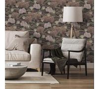 SOPHIE LAURENCE Black Multi Floral Wallpaper - Tropical Jungle Textured Non-Woven Vinyl, Paste The Wall Feature Wall Covering for Living Room, Bedroom & Hallway, 10m x 0.53m