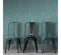 Sophie Laurence Blue Concrete Industrial Effect Wallpaper Gold Metallic Shimmer Textured Free Match Vinyl