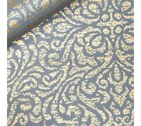 Sophie Laurence Blue Floral Damask Wallpaper Gold Metallic Shimmer Effect Feature Wall