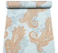 Sophie Laurence Blue Floral Damask Wallpaper Textured Bronze Metallic Shimmer Thick Vinyl Paste The Wall Feature