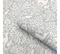 SOPHIE LAURENCE Blue Floral Wallpaper Deer Rabbits Leaves Slightly Textured Feature Wall Bedroom