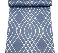 Blue Silver Geometric Non-Woven Vinyl Textured Wallpaper 42085