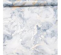 SOPHIE LAURENCE Blue Gold Marble Wallpaper - Metallic Shimmer, 1mm Thick, 5.32sqm Coverage, 10.05m x 0.53m Roll, Paste The Paper, Wet Removable, Perfect for Living Room, Bedroom, Dining Room