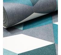 SOPHIE LAURENCE Blue Grey Geometric Wallpaper White Teal Textured Thick Vinyl Feature Modern