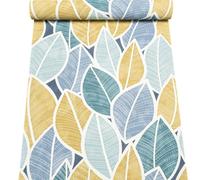 Sophie Laurence Blue Mustard Tropical Leaf Wallpaper Teal Floral Textured Heavy Weight Vinyl Feature Wall Paste The Wall