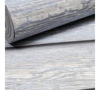 Sophie Laurence Blue Panel Effect Wallpaper Grey Textured Realistic Rustic Feature Wall Lounge