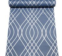 Sophie Laurence Blue Silver Geometric Wallpaper Textured Vinyl Glitter Shimmer Paste The Wall