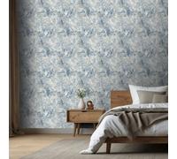 Sophie Laurence Blue Stone Effect Wallpaper Rustic Textured Metallic Shimmer Feature Wall Lounge