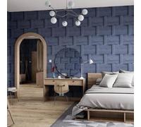 SOPHIE LAURENCE Blue Textured Wallpaper 10M X 0.53M Roll - 3D Effect Wall Panels for Interior Decor, Paste The Paper, Bathroom/Bedroom Wall Covering