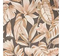 SOPHIE LAURENCE Brown Beige Floral Textured Vinyl Wallpaper | Paste The Wall Washable Strippable for Living Room, Bedroom, Office, Straight Match Slightly Imperfect (Full Roll)