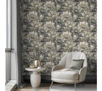 Sophie Laurence Charcoal Gold Floral Wallpaper 3D Effect Metallic Shimmer Feature Wall Lounge